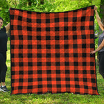 Pumpkin Orange Buffalo Check Print Quilt