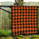 Pumpkin Orange Buffalo Check Print Quilt