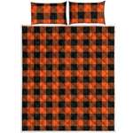 Pumpkin Orange Buffalo Check Print Quilt Bed Set