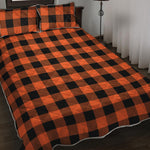 Pumpkin Orange Buffalo Check Print Quilt Bed Set