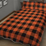 Pumpkin Orange Buffalo Check Print Quilt Bed Set