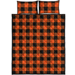 Pumpkin Orange Buffalo Check Print Quilt Bed Set