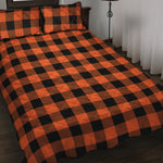 Pumpkin Orange Buffalo Check Print Quilt Bed Set
