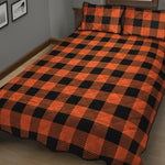 Pumpkin Orange Buffalo Check Print Quilt Bed Set