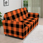 Pumpkin Orange Buffalo Check Print Sofa Cover