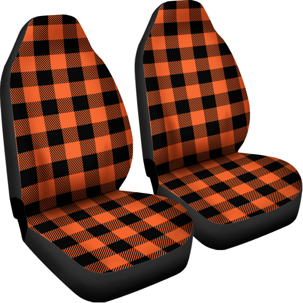 Pumpkin Orange Buffalo Check Print Universal Fit Car Seat Covers