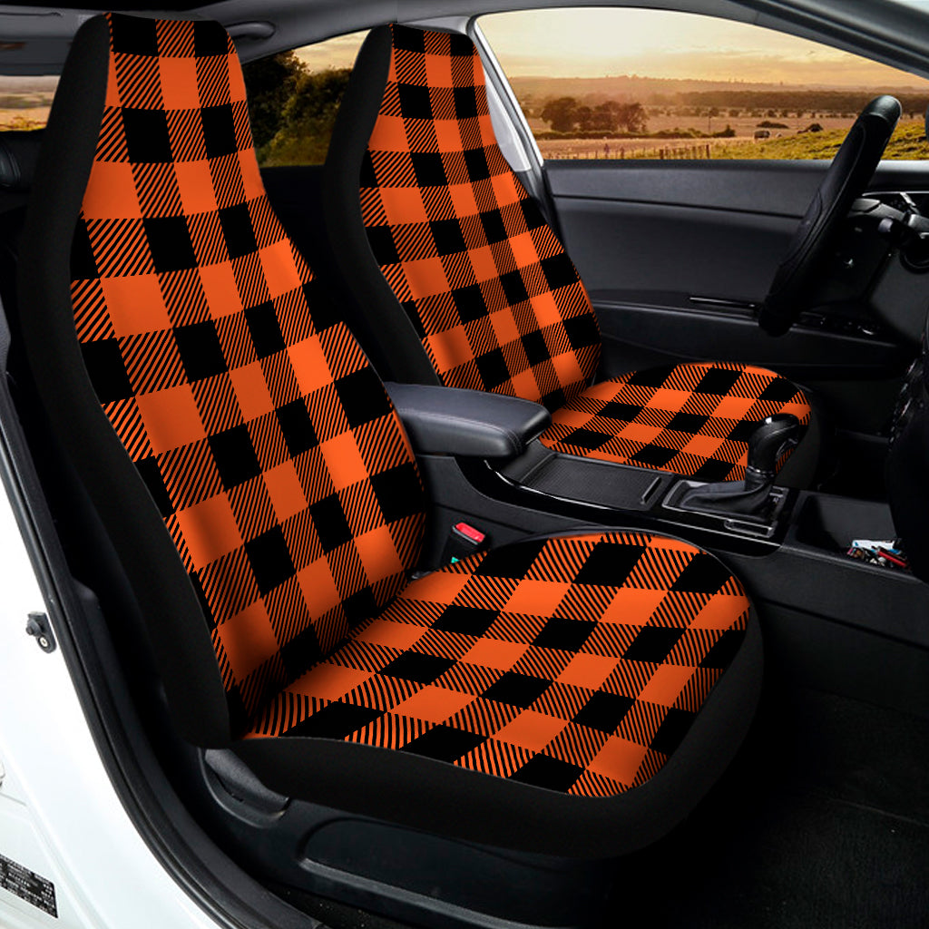 Pumpkin Orange Buffalo Check Print Universal Fit Car Seat Covers