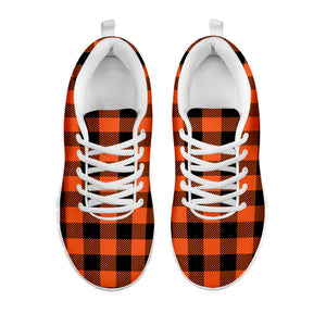 Pumpkin Orange Buffalo Check Print White Sneakers