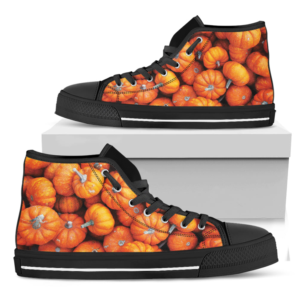 Pumpkin Print Black High Top Shoes