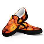 Pumpkin Print Black Slip On Shoes