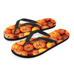 Pumpkin Print Flip Flops