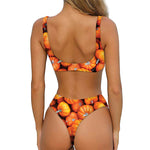 Pumpkin Print Front Bow Tie Bikini