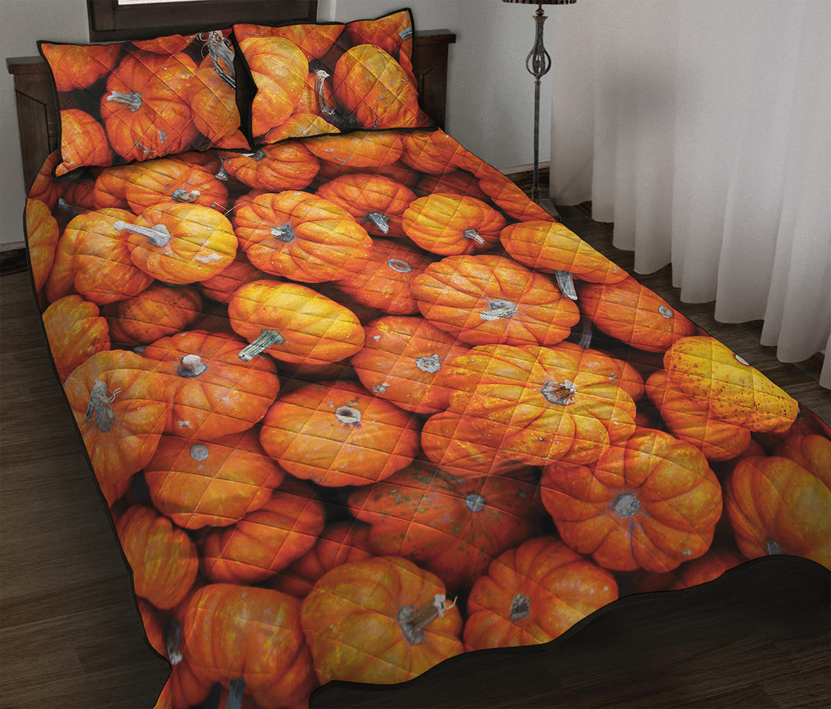 Pumpkin Print Quilt Bed Set