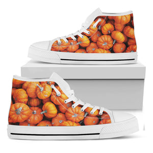 Pumpkin Print White High Top Shoes