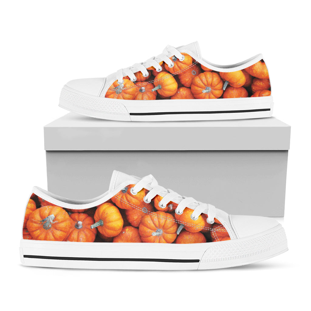 Pumpkin Print White Low Top Shoes