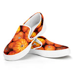 Pumpkin Print White Slip On Shoes