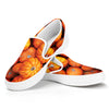 Pumpkin Print White Slip On Shoes