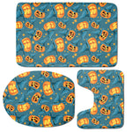 Pumpkin With Witch Hat Pattern Print 3 Piece Bath Mat Set