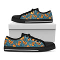 Pumpkin With Witch Hat Pattern Print Black Low Top Sneakers