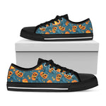 Pumpkin With Witch Hat Pattern Print Black Low Top Shoes