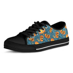 Pumpkin With Witch Hat Pattern Print Black Low Top Shoes