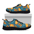 Pumpkin With Witch Hat Pattern Print Black Running Shoes
