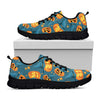 Pumpkin With Witch Hat Pattern Print Black Sneakers