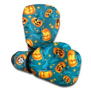 Pumpkin With Witch Hat Pattern Print Boxing Gloves