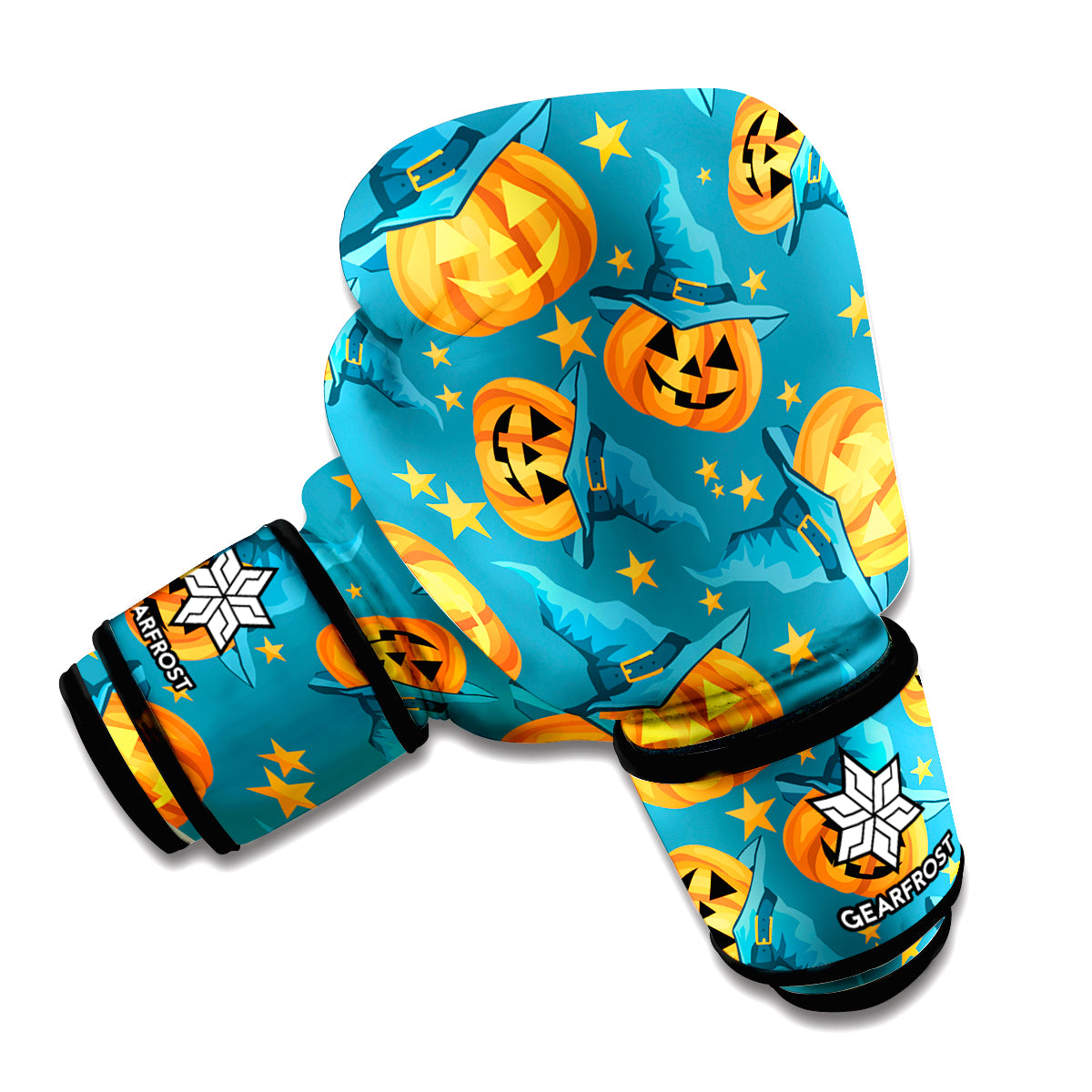 Pumpkin With Witch Hat Pattern Print Boxing Gloves