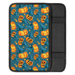 Pumpkin With Witch Hat Pattern Print Car Center Console Cover