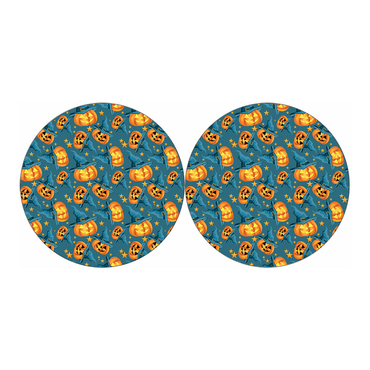 Pumpkin With Witch Hat Pattern Print Car Coasters
