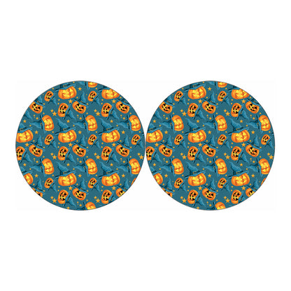 Pumpkin With Witch Hat Pattern Print Car Coasters