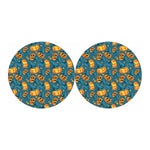 Pumpkin With Witch Hat Pattern Print Car Coasters