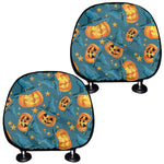 Pumpkin With Witch Hat Pattern Print Car Headrest Covers