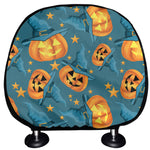 Pumpkin With Witch Hat Pattern Print Car Headrest Covers