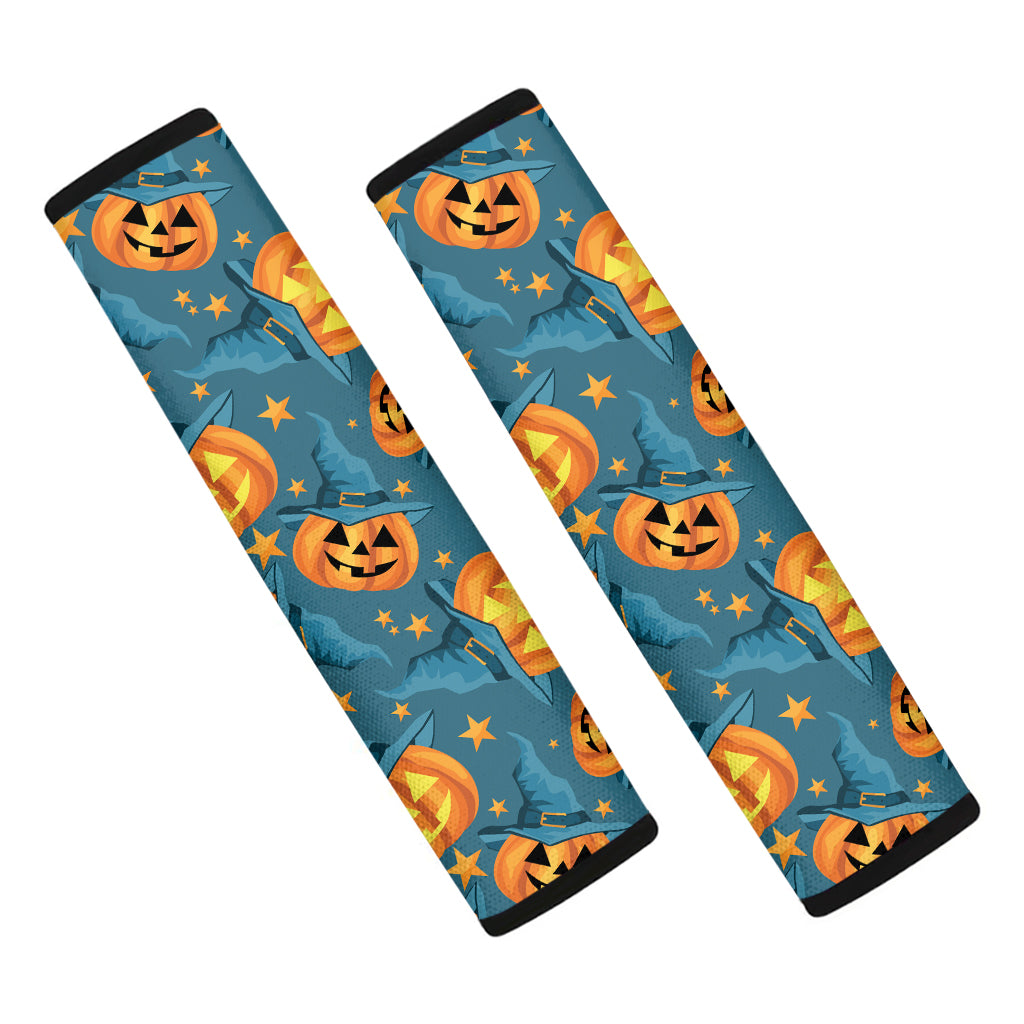 Pumpkin With Witch Hat Pattern Print Car Seat Belt Covers