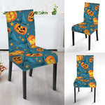 Pumpkin With Witch Hat Pattern Print Dining Chair Slipcover