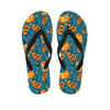 Pumpkin With Witch Hat Pattern Print Flip Flops