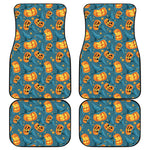 Pumpkin With Witch Hat Pattern Print Front and Back Car Floor Mats