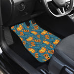 Pumpkin With Witch Hat Pattern Print Front and Back Car Floor Mats