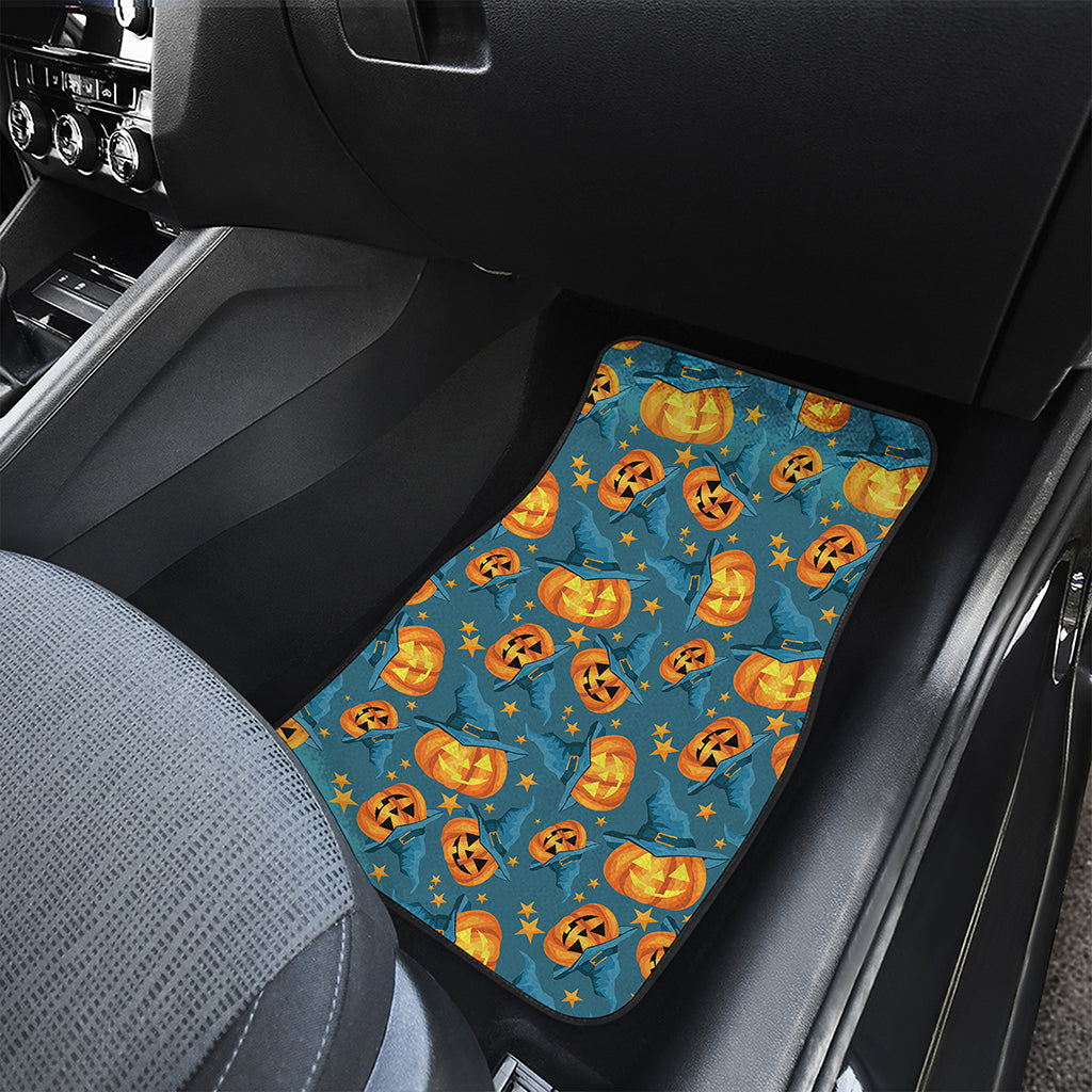 Pumpkin With Witch Hat Pattern Print Front Car Floor Mats