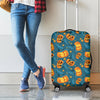 Pumpkin With Witch Hat Pattern Print Luggage Cover