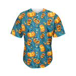 Pumpkin With Witch Hat Pattern Print Men's Baseball Jersey