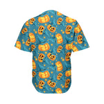 Pumpkin With Witch Hat Pattern Print Men's Baseball Jersey