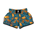 Pumpkin With Witch Hat Pattern Print Muay Thai Boxing Shorts