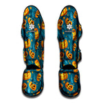 Pumpkin With Witch Hat Pattern Print Muay Thai Shin Guard