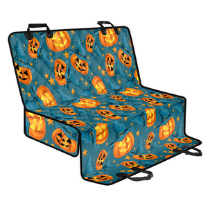 Pumpkin With Witch Hat Pattern Print Pet Car Back Seat Cover