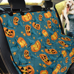 Pumpkin With Witch Hat Pattern Print Pet Car Back Seat Cover