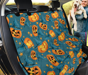 Pumpkin With Witch Hat Pattern Print Pet Car Back Seat Cover