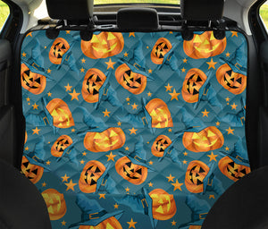 Pumpkin With Witch Hat Pattern Print Pet Car Back Seat Cover